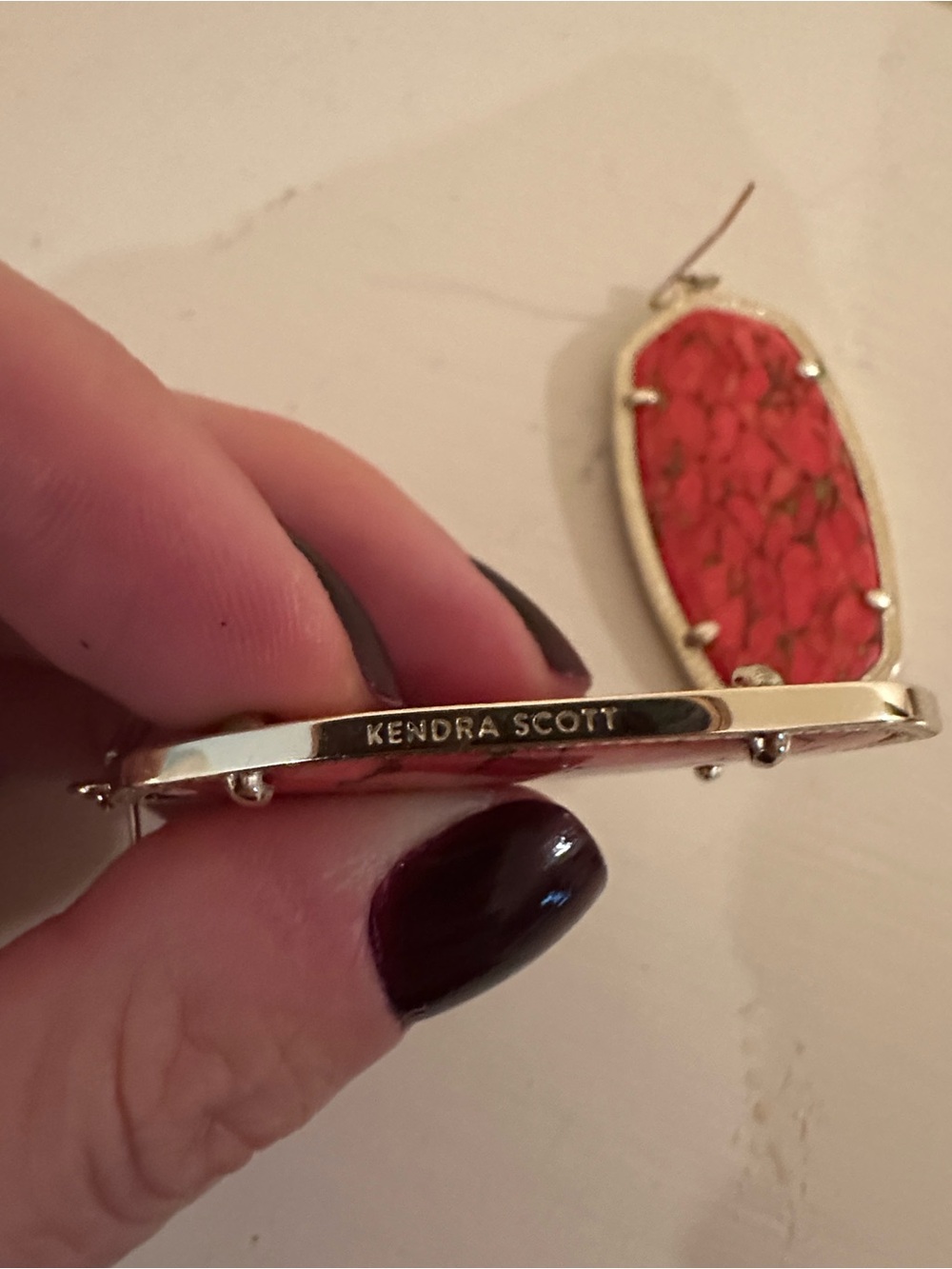 Kendra Scott Danielle Red Magnesite Earrings. - Picture 3 of 4
